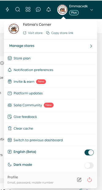 Improve your experience from the store settings menu